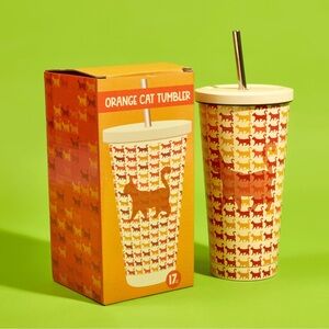 CATLADYBOX orange cat tumbler